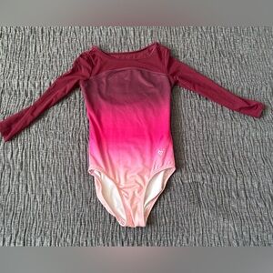 Justice Girls Ombre Long-Sleeve Leotard - Burgundy to Light Pink